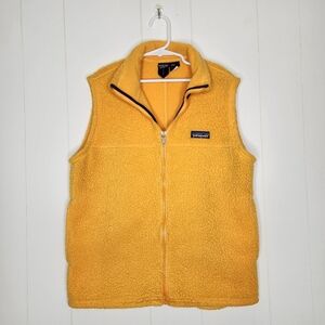Patagonia Kid's Vintage Yellow Zip-Up Shearling Vest Size 12